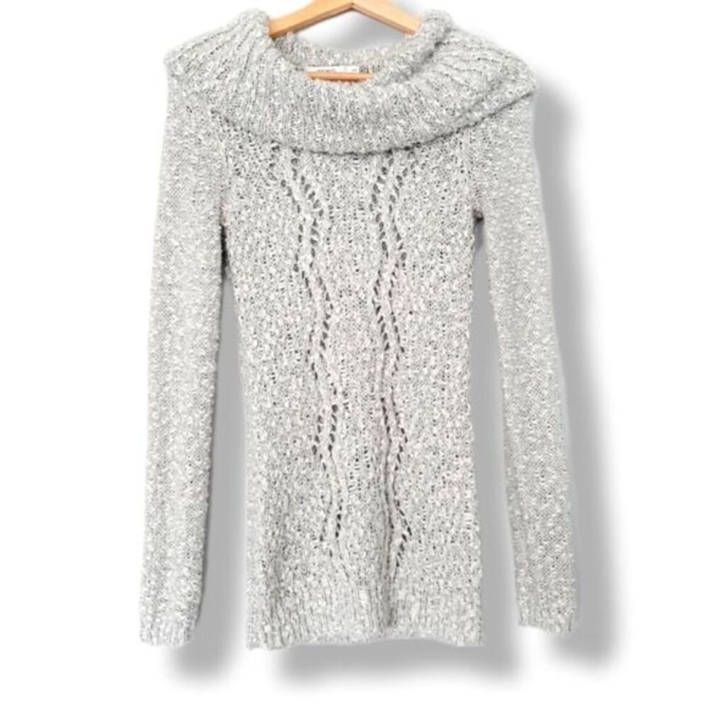 RICKI'S Cable Knit Cowl Neck Sweater Top Grey Sz S